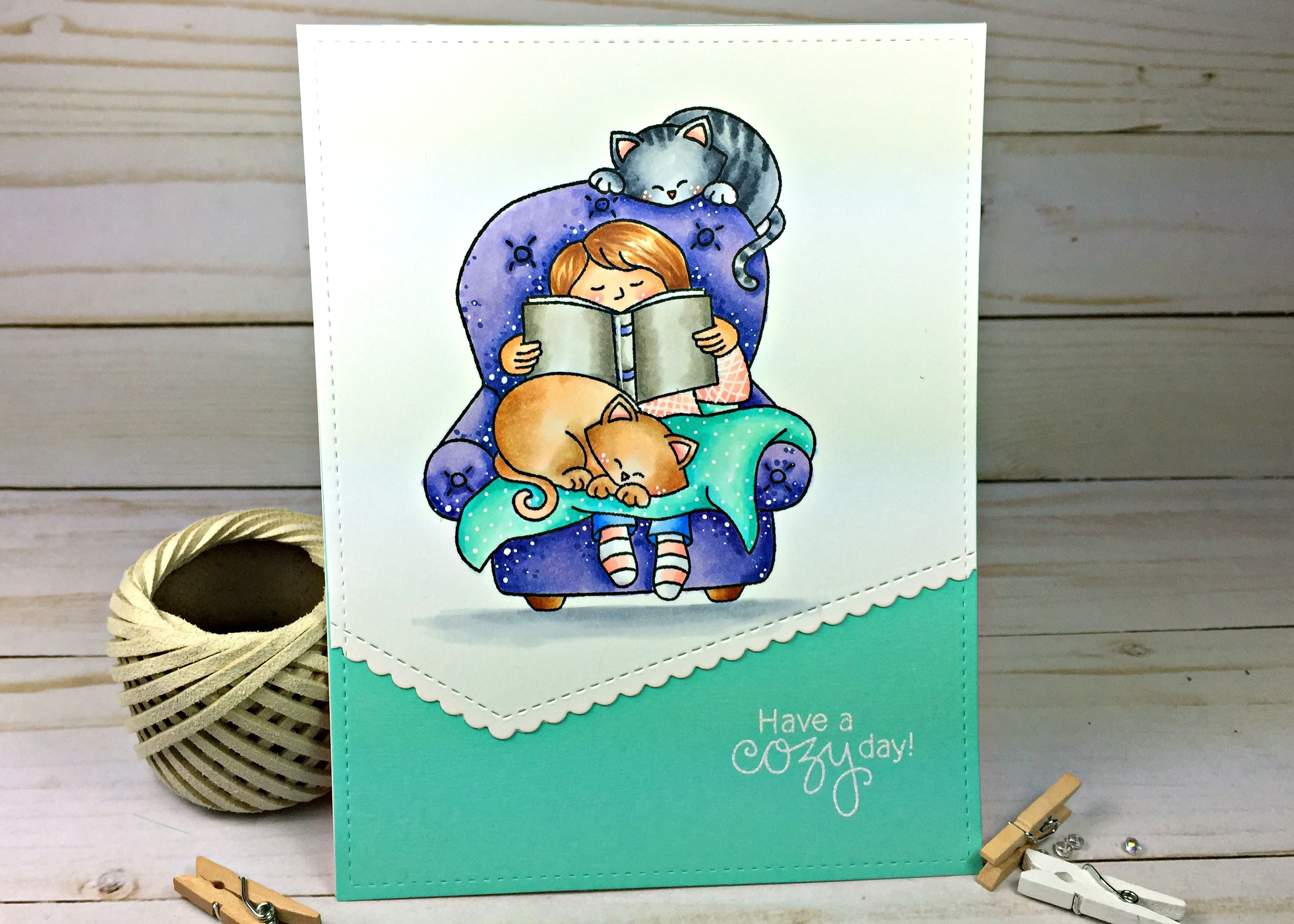 Cozy Kitty Card by May Guest Designer Cassie Tezak | A Cozy Day In Stamp set by Newton's Nook Designs #newtonsnook